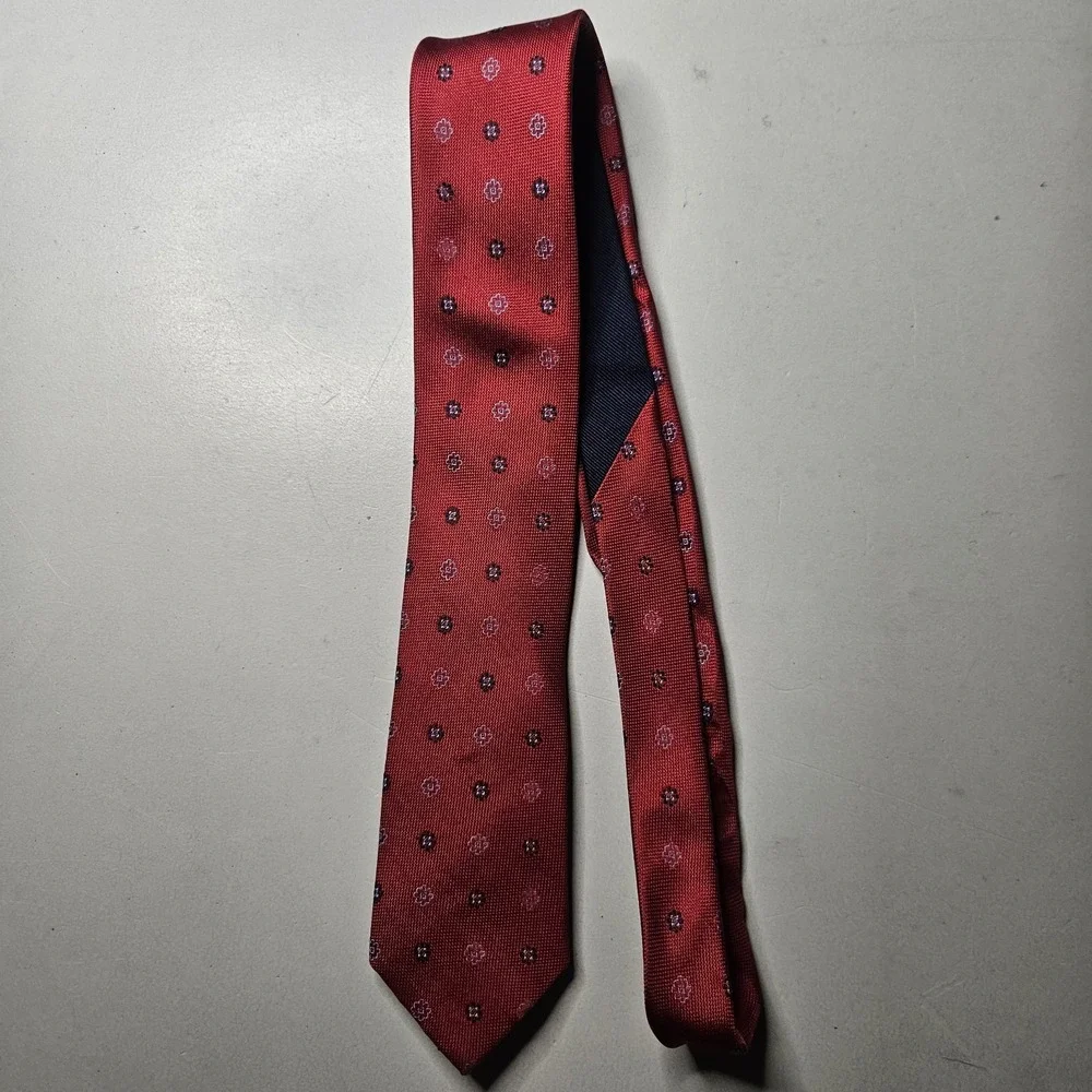 Tommy Hilfiger Mens Tie‎ One Size Silk Adjustable Floral Red